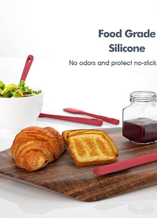 5 Pieces Silicone Spatula Set, Food Grade Rubber Spatula, Upgrade Strong Handle with Ergonomic Grip, Heat Resistant Up to 600°F for Nonstick Cookware, Cooking Red