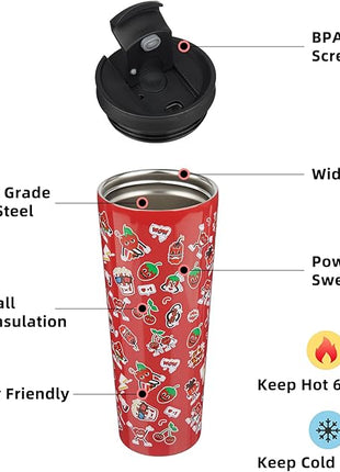 BJPKPK 34oz Skinny Tumbler With lid And Straw Stainless Steel Travel Coffee Mug Insulated Tumblers Cups,Passionate Red