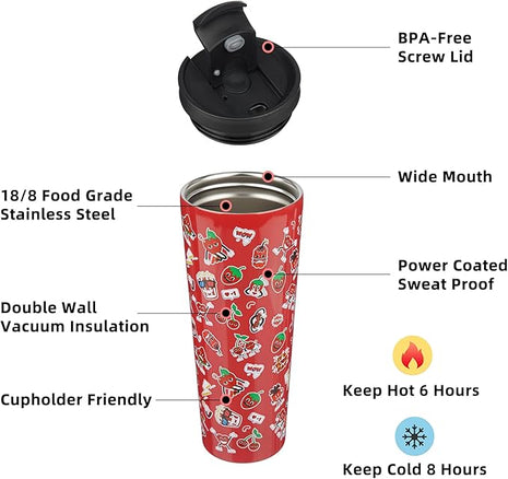 BJPKPK 34oz Skinny Tumbler With lid And Straw Stainless Steel Travel Coffee Mug Insulated Tumblers Cups,Passionate Red