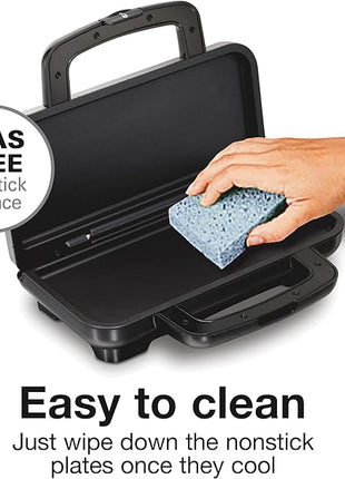 Proctor Silex Deluxe Hot Sandwich Maker With Easy-Clean Durable PFAS-Free Nonstick Ceramic Plates, Fits up to 2 Grilled Cheese, Ruebens, Tortas or Subs, Stainless Steel (25415MN)