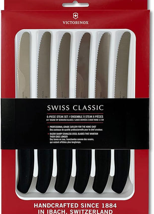 Victorinox 6.7833.6US1 sadf Swiss Classic 6-Piece Steak Knife Set, 4-1/2-Inch Serrated Blades with Round Tip, 4-Inch