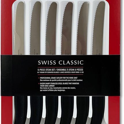 Victorinox 6.7833.6US1 sadf Swiss Classic 6-Piece Steak Knife Set, 4-1/2-Inch Serrated Blades with Round Tip, 4-Inch