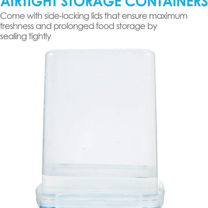 Vtopmart Large Food Storage Containers 5.2L / 175oz, 4 Pieces BPA Free Plastic Airtight Canisters for Flour, Sugar, Baking Supplies, Rice with Lids, 4 Measuring Cups and 24 Labels, Blue