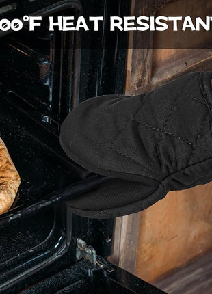 Oven Mitts and Pot Holders Set, Pack of 4, Heat Resistant Silicone Kitchen Mini Oven Mittens for 500 Degrees, Mini Oven Gloves and Hot Pads for Baking Grilling Barbecue Microwave Machine Washable