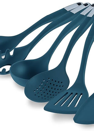 Restaurantware-Met Lux Kitchen Utensil Set, 1 Silicone Utensil Set - Consists 6 Pieces, High-Heat Tolerance, Teal Silicone Kitchen Utensils, For No-Stick Cookware