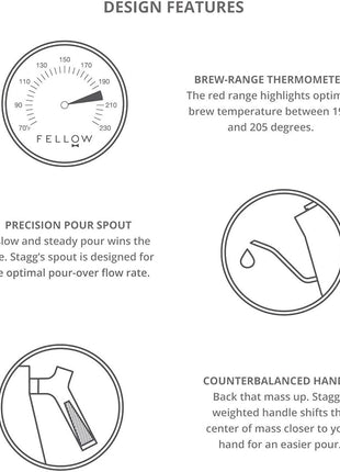 Fellow Stagg Stovetop Pour-Over Coffee and Tea Kettle - Gooseneck Teapot with Precision Pour Spout, Built-In Thermometer, Matte Black, 1 Liter