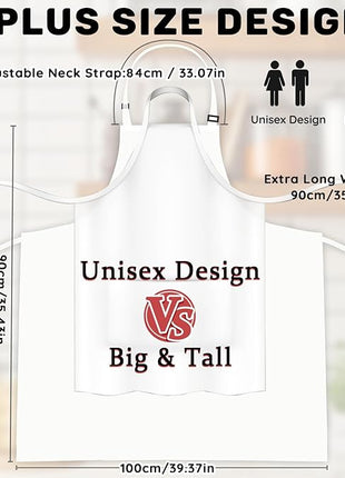 2 Pcs Plus Size Chef Apron, Unisex Professional Apron with 2 Pockets for Cooking, Work, Baking (Larger Size)