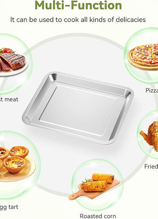 Quality Baking Sheet Pan, 12.4"x11" Stainless Steel Air Fryer Tray Replacement for Cuisinart Air Fryer TOA-060 and TOA-065, Dishwasher Safe, NonStick Baking Pans for Cooking Bread and Broiling