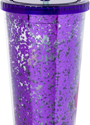 Silver Buffalo Disney Villains Confetti Cold Cup Featuring Cruella de Vil, Ursula, Evil Queen, and Maleficent, 32 Ounces