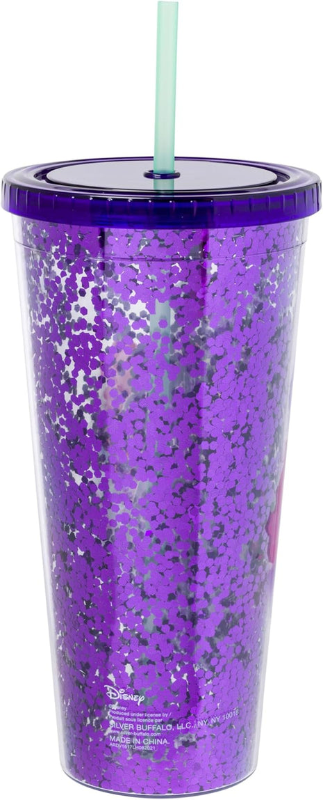 Silver Buffalo Disney Villains Confetti Cold Cup Featuring Cruella de Vil, Ursula, Evil Queen, and Maleficent, 32 Ounces