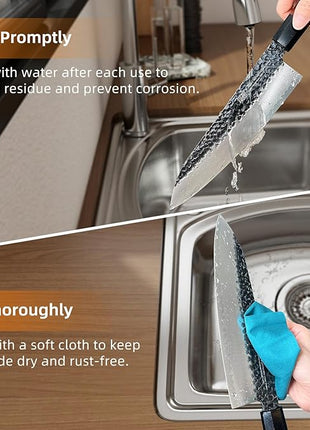 FINDKING Dynasty Series Japanese Chef Knife, Professional Kitchen Knife, 9Cr18MoV High Carbon Steel Blade, African Rosewood Octagonal Handle, Sharp, for Meat Cutting, 8 Inches