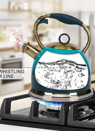 Tea Kettle -3.0 Quart Tea Kettles Stovetop Whistling Teapot Stainless Steel Tea Pots for Stove Top Whistle Tea Pot