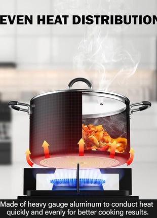 Cook N Home Pots and Pans Nonstick Kitchen Cookware Sets include Saucepan Frying Pan Stockpots 8-Piece, Heavy Gauge, Stay Cool Handle, Black