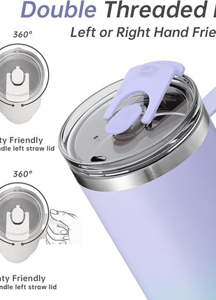 COKTIK 40 oz Tumbler With Handle and Straw Lid, Vacuum Insulated Travel Coffee Mug Stainless Steel Insulated Cup for Beverages, Leak-proof, Cupholder Friendly (Sweet Candy)