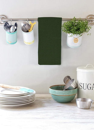 Urban Villa Kitchen Towels 100%Cotton Green Color Dish Towels for Kitchen with Hanging Loop Size 20x30 inches(Set of 6) Highly Absorbent Quick Drying Soft Premium Quality Dish Towels&Dish Cloths Sets