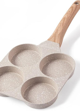 CAROTE Egg Pan Omelette Pan, 4-Cup Nonstick Granite Omelette Skillet - Pancake Pan and Healthy Egg Cooker Suitable for Gas Stove & Induction Cookware