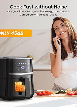 Air Fryer 5Qt, Large Air Fryer Clear Window, Multifunctional Digital Air Fryer 8 Cooking Presets, 1500w Power Up to 400℉, Even Heating Dehydration for Crisp, Roast, Bake, Nonstick Cooker Airfryer