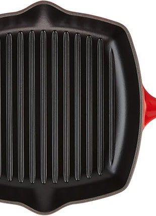 Le Creuset Enameled Cast Iron Signature Square Skillet Grill, 10.25", Cerise