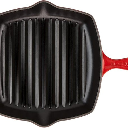 Le Creuset Enameled Cast Iron Signature Square Skillet Grill, 10.25", Cerise