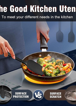 Walfos Mini Silicone Spatula Set of 3（600°F), Heat Resistant small Kitchen Silicone Spatulas, Strong Steel Core and One-Pieces Seamless Design, for Cooking Mixing & Baking,BPA Free & Dishwasher Safe