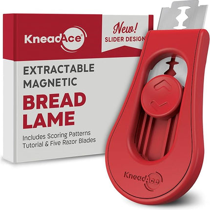 KneadAce Upgraded Extractable & Magnetic Bread Lame Dough Scoring Tool - Professional Sourdough scoring tool for Sourdough Bread baking & Bread Making Tools - Scoring Patterns booklet & 5 Razor Blades