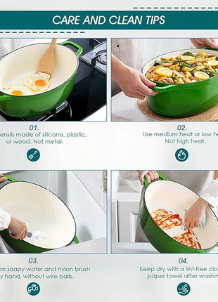 vancasso Enameled Cast Iron Dutch Oven, 9.3 Quart Dutch Oven Pot with Lid, Oval Dutch Oven Cast Iron Pot with Non Stick Enamel Coating for Bread Baking