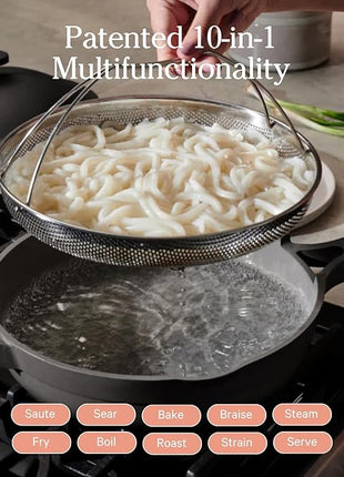 Our Place Always Pan 2.0-10.5” (2.6 Qt) Nonstick, Toxin-Free Ceramic Cookware | Patented 10-in-1 Aluminum Frying & Sauté Pan | Safe for Oven, Induction & All Cooktops up to 450°F | Char