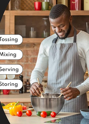 Belwares Mixing Bowls with Lids Set - Nesting Bowls with Graters, Handle, Pour Spout, Airtight Lids - Stainless Steel Non-Slip Mixing Bowl for Cooking, Baking, Prepping, Food Storage (Set of 3)