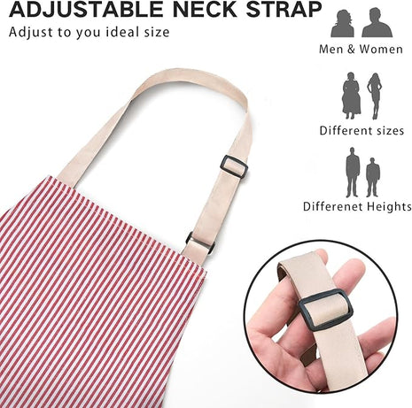 2 Pack Adjustable Bib Apron with 2 Pockets Chef Cooking Kitchen Restaurant Aprons for Women Men