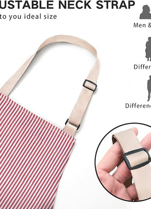 2 Pack Adjustable Bib Apron with 2 Pockets Chef Cooking Kitchen Restaurant Aprons for Women Men