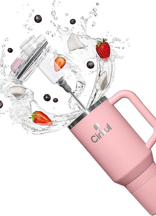 Cirkul 40oz. Blush Stainless Steel Tumbler with Handle, All-Day StrawSip™, Double-Wall Insulated