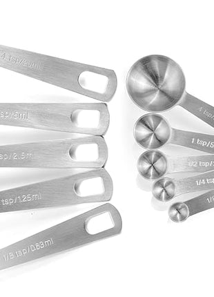 husMait Stainless Steel Measuring Cups & Spoons - 10 Piece Heavy Duty Measuring Cups & Spoons Set for Dry Foods, Spices or Liquids