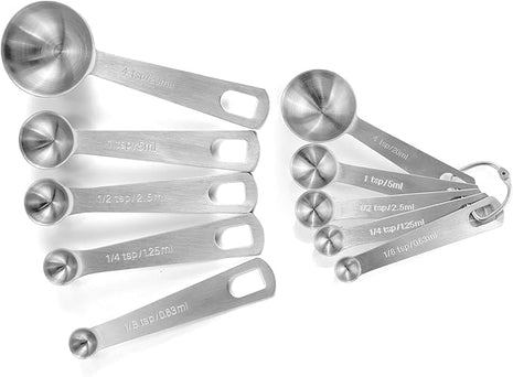 husMait Stainless Steel Measuring Cups & Spoons - 10 Piece Heavy Duty Measuring Cups & Spoons Set for Dry Foods, Spices or Liquids