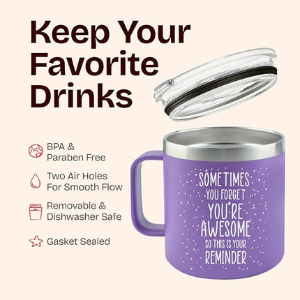 Xmas Gifts for Women - Birthday Friendship - Sometimes You Forget Your Awesome Gifts Purple Coffee Mug for Older Women 14oz Inspirational Unique