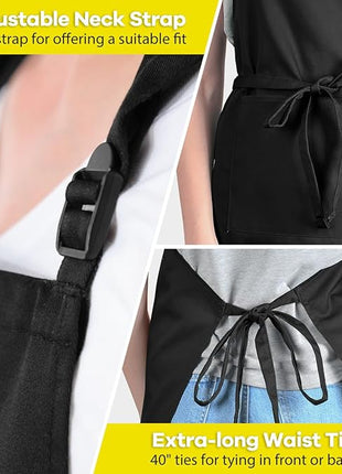ROTANET Extra Large Apron for Men Adjustable Bib Aprons with 2 Pockets Cooking Kitchen Women Chef Water & Oil Resistant