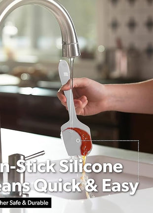 DI ORO Silicone Spatula Set - Rubber Kitchen Spatulas for Baking, Cooking, & Mixing - 600°F Heat-Resistant & BPA Free Silicone Scraper Spatulas for Nonstick Cookware - Dishwasher Safe (4pc, Stone)