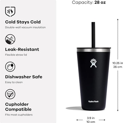 Hydro Flask All Around Tumbler Straw Lid, Insulated Travel Mug, Stainless Steel Coffee Cup 28 Oz Aloe