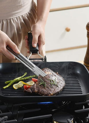 SKITCHN Grill Pan with Folding Handle, Nonstick Indoor BBQ Grilling Pan - 13 9IN