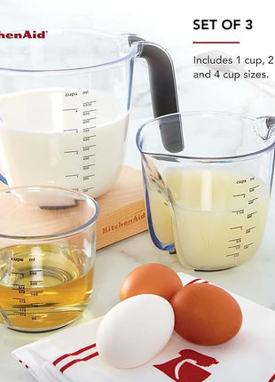 KitchenAid Universal Easy View Angled Measuring Cups, Set Of 3, Clear with Black Handles