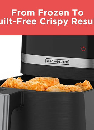 BLACK+DECKER Purifry 6QT Air Fryer, Timer with Auto Shut-off and Shake Reminder, Digital LED Touchscreen and 9 Presets, 1500w up to 400 F, Dishwasher Safe Parts