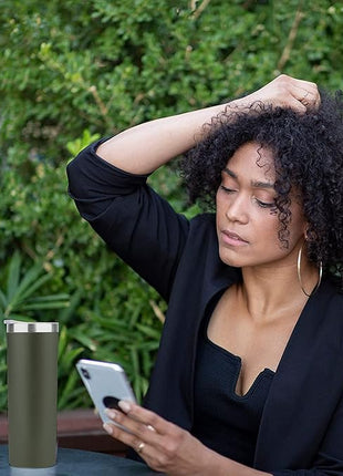 HASLE OUTFITTERS 20 oz Skinny Tumblers Bulk Set, Stainless Steel Insulated Slim Tumblers with Lids, Reusable Double Wall Travel Coffee Mugs, Durable Powder Coated Travel Water Cups(Army Green, 12)