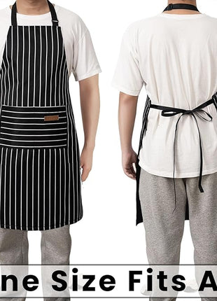 2 Pack Adjustable Bib Apron with 2 Pockets Chef Cooking Kitchen Restaurant Aprons for Women Men