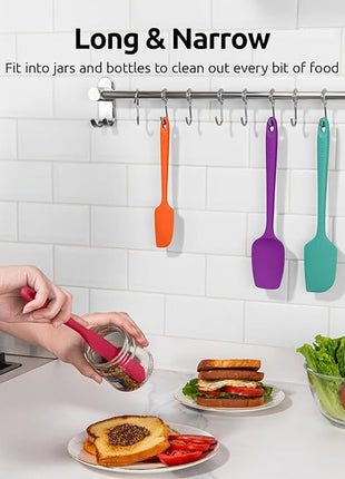 U-Taste Heat Resistant Silicone Spatula - 600ºF Hot-Proof Food Grade Kitchen Baking Bowl Scraper, Flexible and Sturdy Rubber Cooking Utensil for Mixing Scraping in NonStick Cookware (4 Pcs, Colorful)