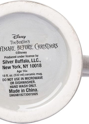 Silver Buffalo Disney Tim Burton Nightmare Before Christmas Tombstones Featuring Jack Skellington and Zero 3D Sculpted Ceramic Mug, 18 Ounces