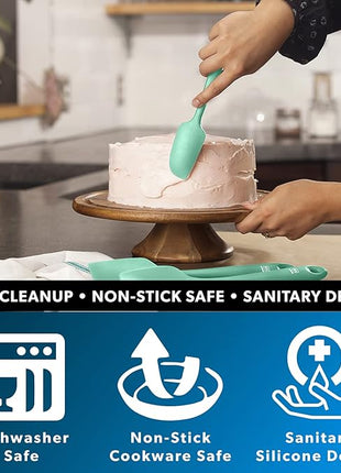 DI ORO Mini Spatula - Small Spatulas Silicone Heat-Resistant up to 600°F - Silicone Kitchen Scraper for Baking & Cooking BPA Free - Mixing Spatula Dishwasher Safe - Nonstick Cookware Safe (Mint)