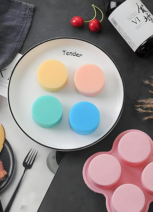 HUIKANGSHENG 2 Pack Air Fryer Egg Bite Molds, 4-Cup Silicone Mini Round Muffin Pans for Oven, Air Fryer & Pot, Reusable Non-Stick Baking Molds (Pink)