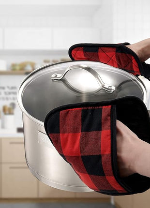 Joyhalo 4 Pack Pot Holders for Kitchen,Cotton Oven Holder with Great Heat Resistance,Non Slip Hot Pads for Kitchen Clearance,Black and Red