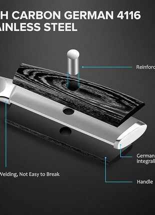 MOSFiATA 5” Chef Knife and 3.5" Fruit Knife Set with Knife Sheath, German High Carbon Stainless Steel EN.4116 with Micarta Handle and Gift Box for Vegetable and Fruit Cutting