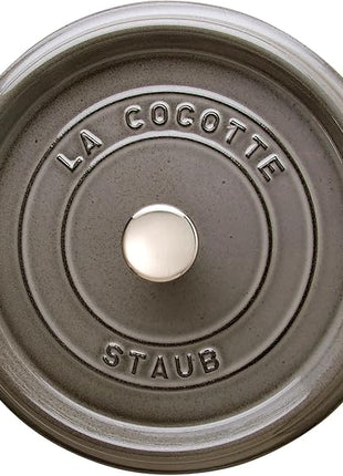 Staub Cast Iron Round Dutch Oven, Made in France, Graphite Grey, 4-qt, Serves 4-6 people