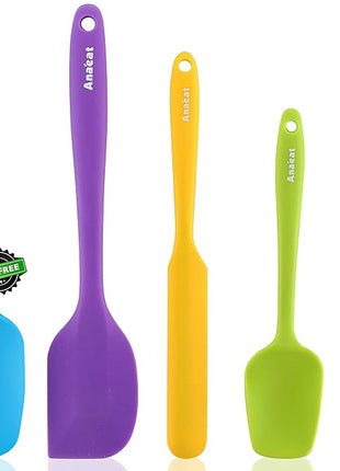 Anaeat Silicone Spatula Set of 5 - Seamless One-Pieces Design, Non-Stick Rubber Spatulas BPA Free Kitchen Scraper Flexible for Easy Baking, Cooking, Scraping & Mixing, Heat Resistant & Dishwasher Safe